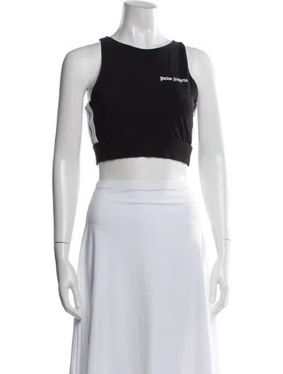 Pre-owned Palm Angels Graphic Print Crew Neck Sports Bra In White