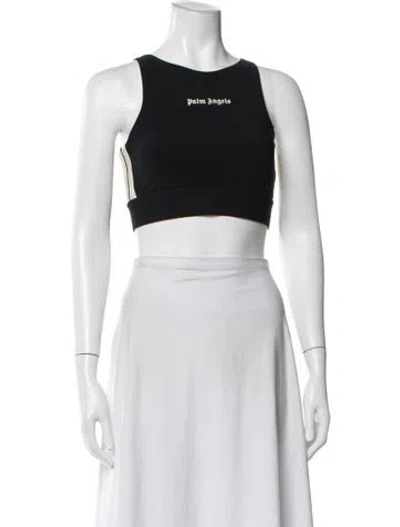 Pre-owned Palm Angels Graphic Print Crew Neck Sports Bra In White
