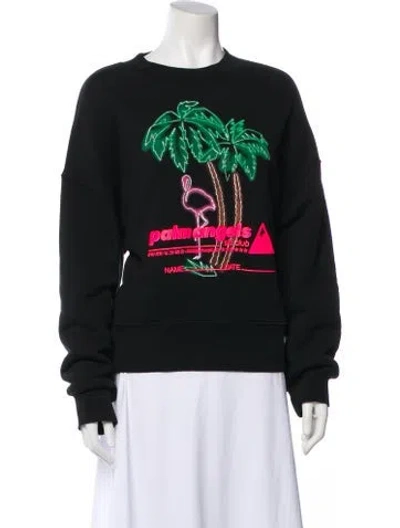 Pre-owned Palm Angels Graphic Print Crew Neck Sweater In Black