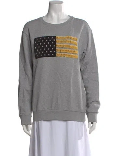 Pre-owned Palm Angels Graphic Print Crew Neck Sweater In Gray