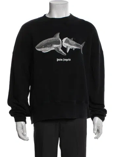 Pre-owned Palm Angels Graphic Print Crew Neck Sweatshirt In Black