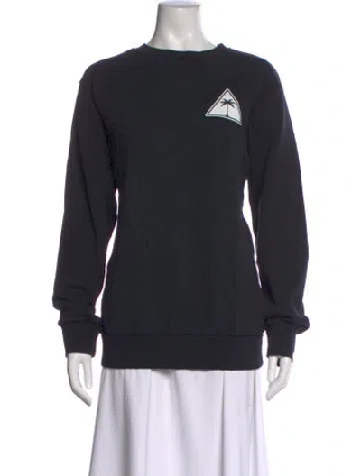 Pre-owned Palm Angels Graphic Print Crew Neck Sweatshirt In Black