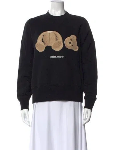 Pre-owned Palm Angels Graphic Print Crew Neck Sweatshirt In Black