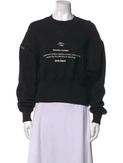 Pre-owned Palm Angels Graphic Print Crew Neck Sweatshirt In Black