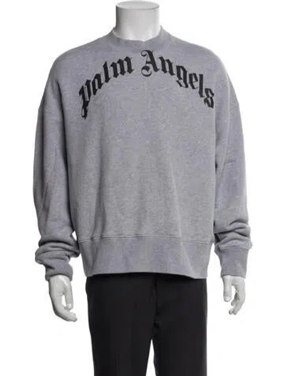 Pre-owned Palm Angels Graphic Print Crew Neck Sweatshirt In Gray