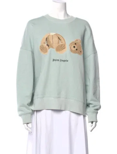 Pre-owned Palm Angels Graphic Print Crew Neck Sweatshirt In Green
