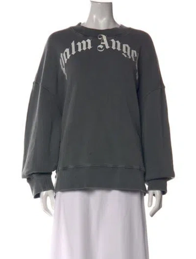 Pre-owned Palm Angels Graphic Print Crew Neck Sweatshirt In Grey