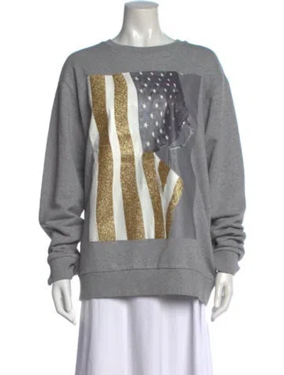 Pre-owned Palm Angels Graphic Print Crew Neck Sweatshirt In Grey