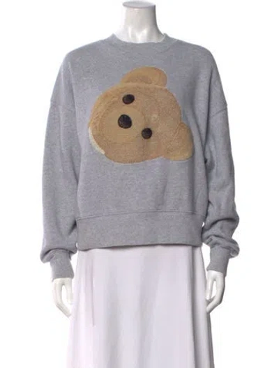 Pre-owned Palm Angels Graphic Print Crew Neck Sweatshirt In Grey