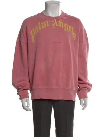 Pre-owned Palm Angels Graphic Print Crew Neck Sweatshirt In Pink