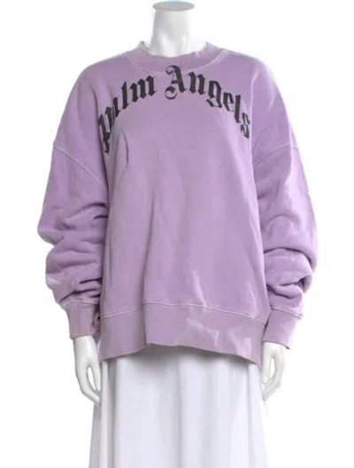 Pre-owned Palm Angels Graphic Print Crew Neck Sweatshirt In Purple
