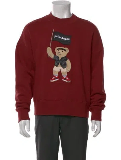 Pre-owned Palm Angels Graphic Print Crew Neck Sweatshirt In Red