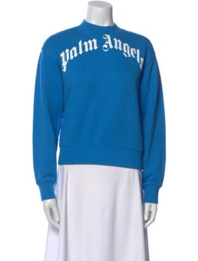 Pre-owned Palm Angels Graphic Print Crew Neck Sweatshirt W/ Tags In Blue