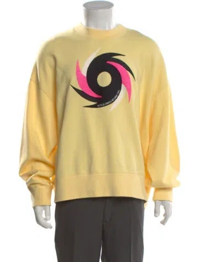 Pre-owned Palm Angels Graphic Print Crew Neck Sweatshirt W/ Tags In Yellow