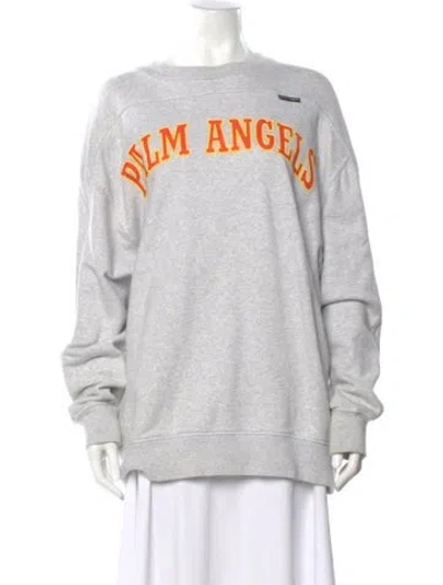 Pre-owned Palm Angels Graphic Print Crew Neck Sweatshirt In White