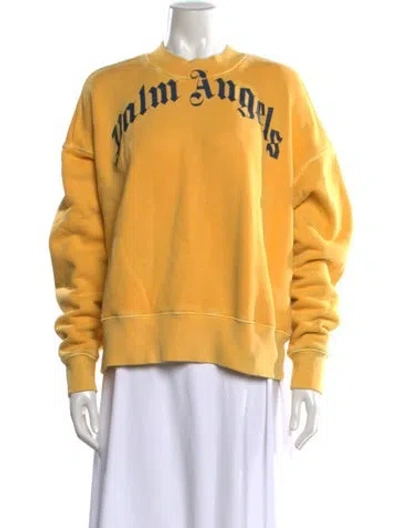 Pre-owned Palm Angels Graphic Print Crew Neck Sweatshirt In Yellow