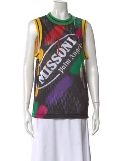 Pre-owned Palm Angels Graphic Print Crew Neck Top In Multi