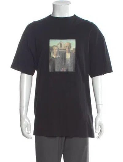 Pre-owned Palm Angels Graphic Print Crew Neck T-shirt In Black