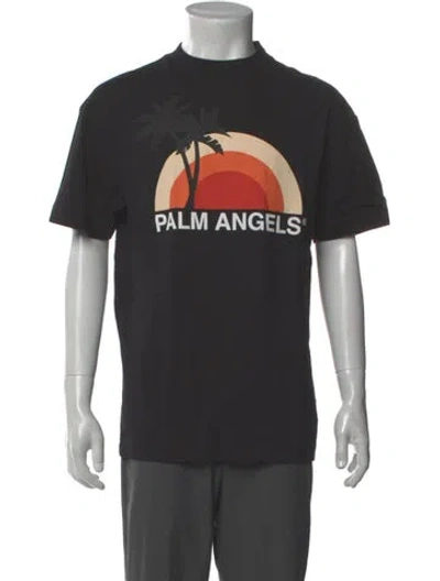 Pre-owned Palm Angels Graphic Print Crew Neck T-shirt In Black