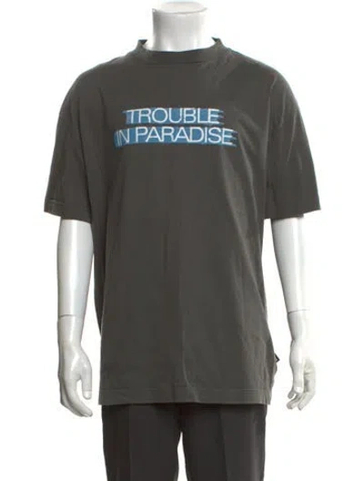 Pre-owned Palm Angels Graphic Print Crew Neck T-shirt In Gray