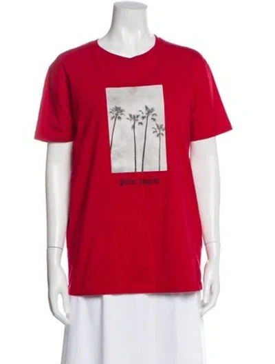 Pre-owned Palm Angels Graphic Print Crew Neck T-shirt In Red