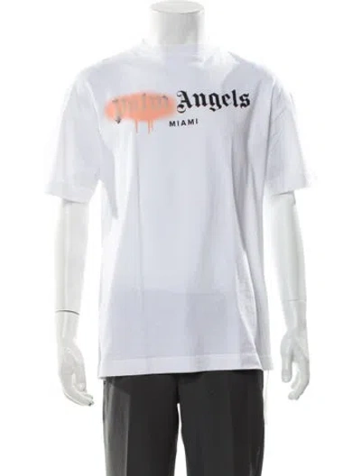 Pre-owned Palm Angels Graphic Print Crew Neck T-shirt In White