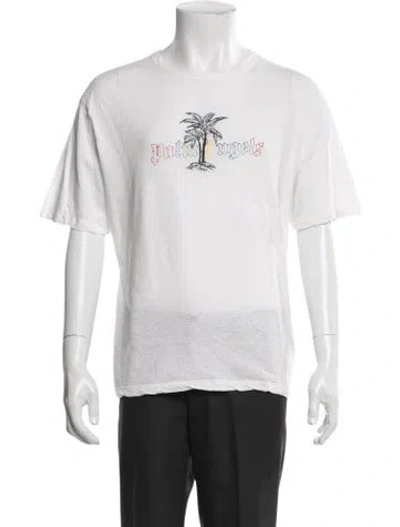 Pre-owned Palm Angels Graphic Print Crew Neck T-shirt In White