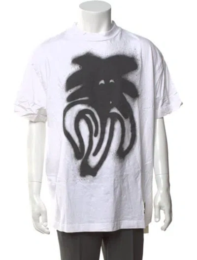 Pre-owned Palm Angels Graphic Print Crew Neck T-shirt In White