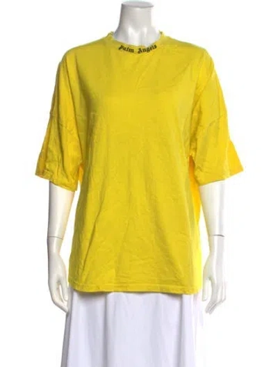 Pre-owned Palm Angels Graphic Print Crew Neck T-shirt In Yellow