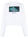 Palm Angels Graphic-print Cropped Sweatshirt In 白色