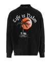 Palm Angels Sunset Palm Graphic-print Cotton-jersey Sweatshirt In Black