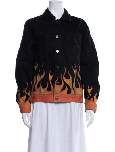 Pre-owned Palm Angels Graphic Print Denim Jacket In Black