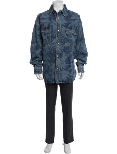 Pre-owned Palm Angels Graphic Print Denim Jacket W/ Tags In Blue
