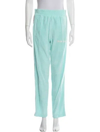 Pre-owned Palm Angels Graphic Print Embroidered Accent Sweatpants W/ Tags In Blue