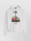 Palm Angels Graphic Print Hooded Sweater In White