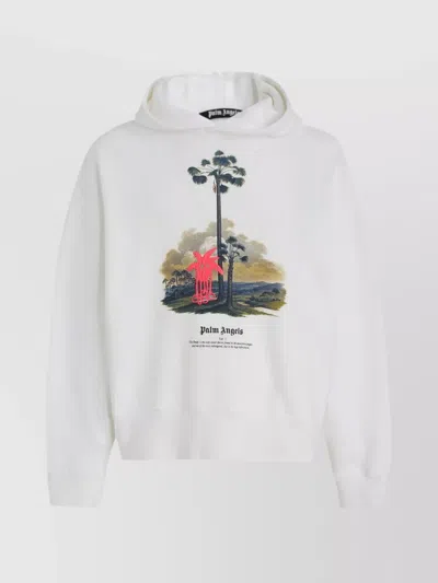 PALM ANGELS GRAPHIC PRINT HOODED SWEATER