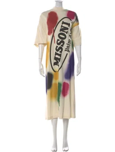 Pre-owned Palm Angels Graphic Print Long Dress In Neutral