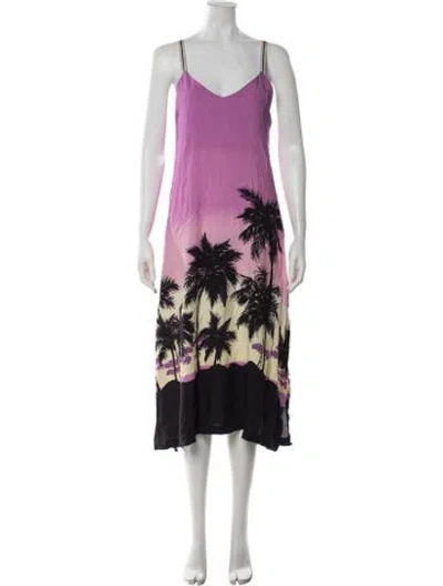 Pre-owned Palm Angels Graphic Print Long Dress In Purple