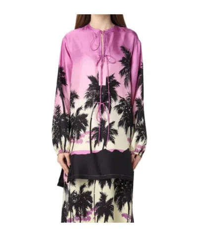 Palm Angels Graphic-print Long-sleeve Top In Black