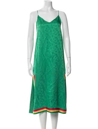 Pre-owned Palm Angels Graphic Print Midi Length Dress In Green