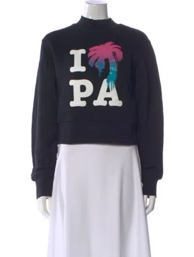 Pre-owned Palm Angels Graphic Print Mock Neck Sweater W/ Tags In Black