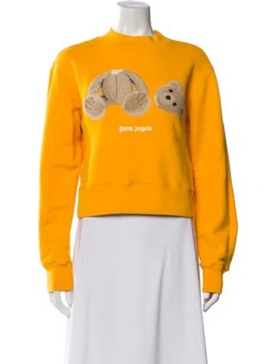 Pre-owned Palm Angels Graphic Print Mock Neck Sweatshirt In Orange