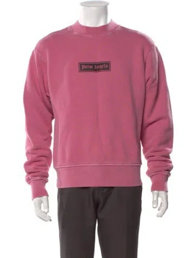 Pre-owned Palm Angels Graphic Print Mock Neck Sweatshirt In Pink