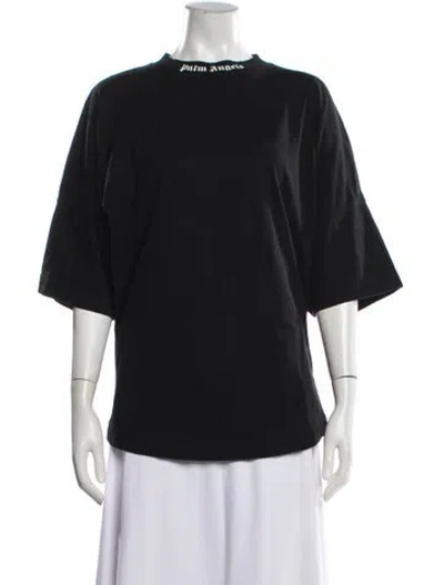 Pre-owned Palm Angels Graphic Print Mock Neck T-shirt In Black