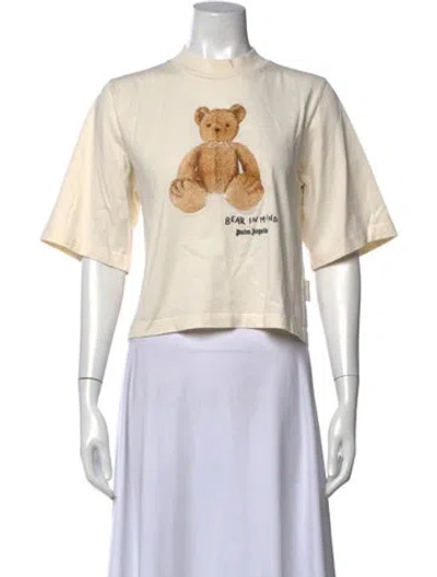 Pre-owned Palm Angels Graphic Print Mock Neck T-shirt In Neutrals