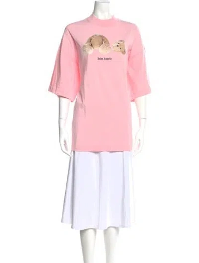 Pre-owned Palm Angels Graphic Print Mock Neck T-shirt In Pink