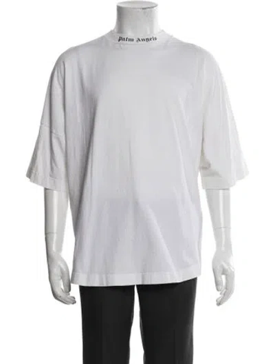 Pre-owned Palm Angels Graphic Print Mock Neck T-shirt In White