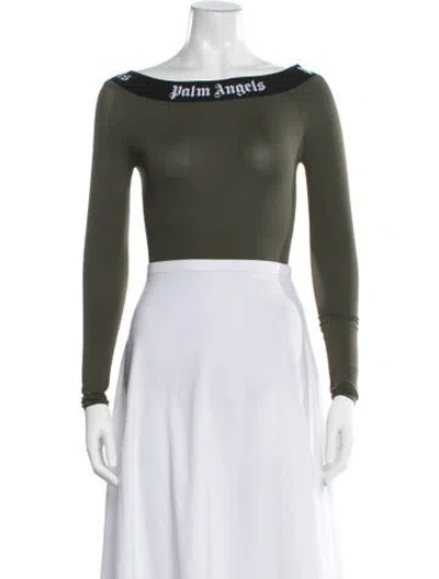 Pre-owned Palm Angels Graphic Print Off-the-shoulder Top In White
