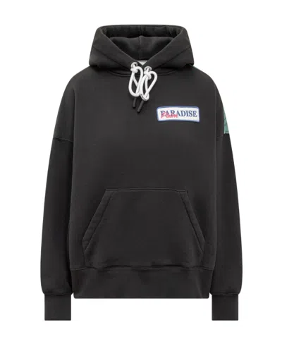 Palm Angels Graphic-print Organic Cotton Hoodie In Black