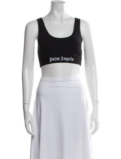 Pre-owned Palm Angels Graphic Print Scoop Neck Sports Bra In White